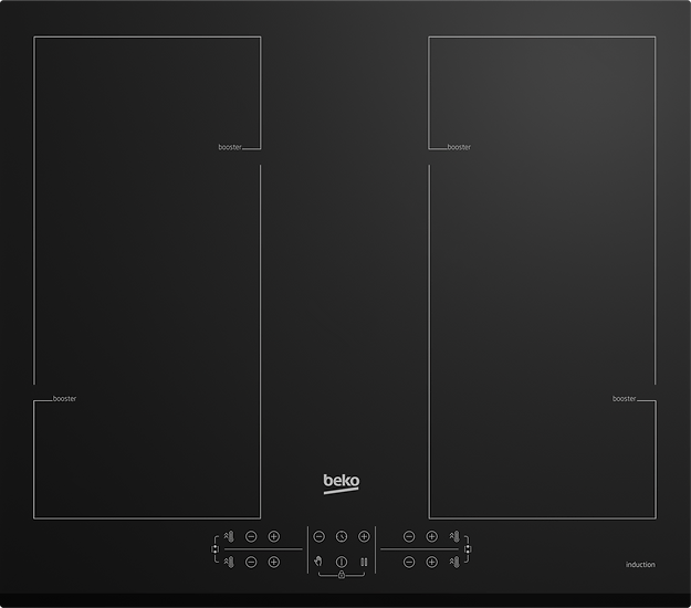 Beko Built-In Hob 4 Zone Induction 60cm Black Glass SKU: HII64206F2MT