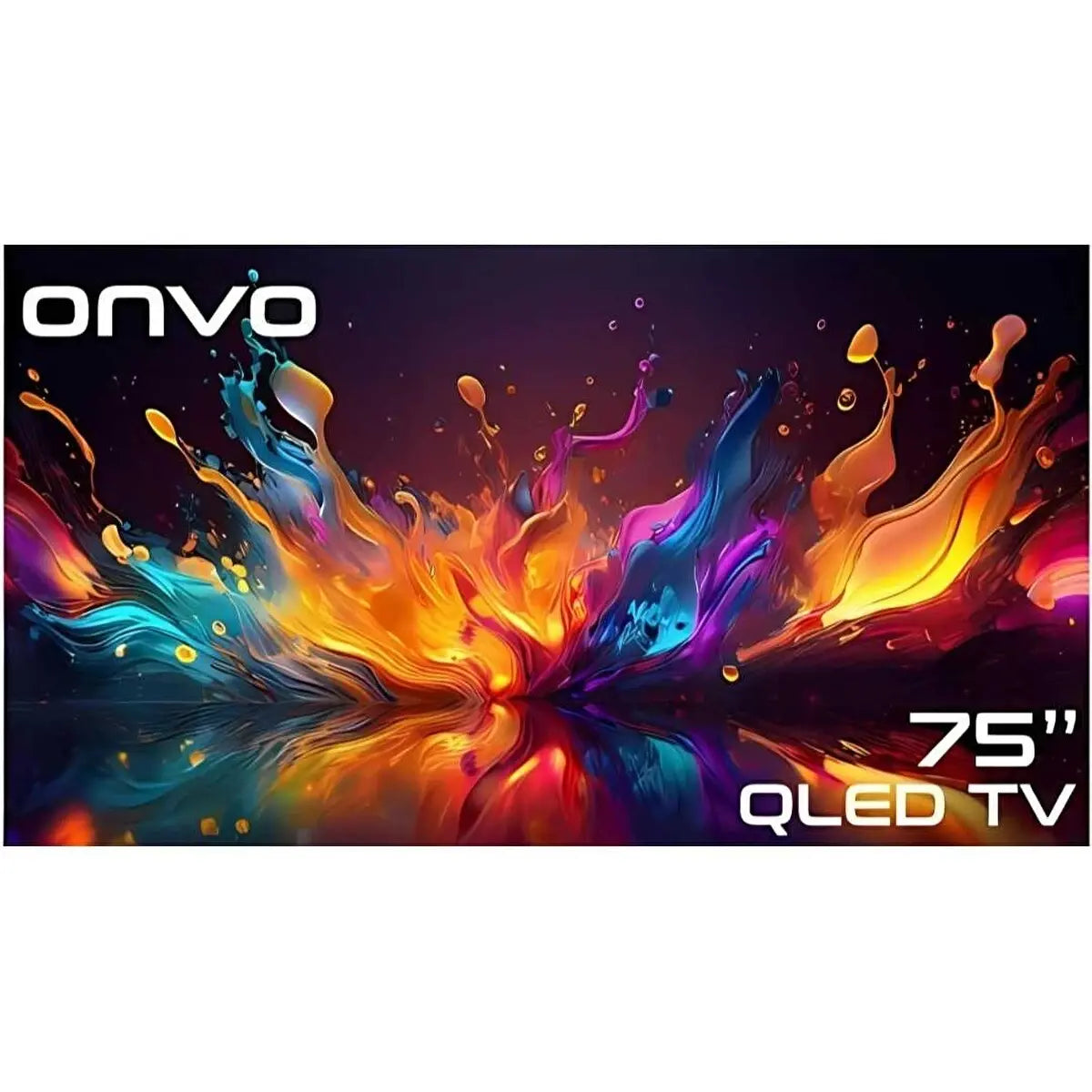 Onvo 75VQ90F3UA - 75in QLED 4K/UHD - Frameless Google Android Tv - BT Remote - DVB-T2/C/S2 - Netflix/Youtube/Prime/Disney