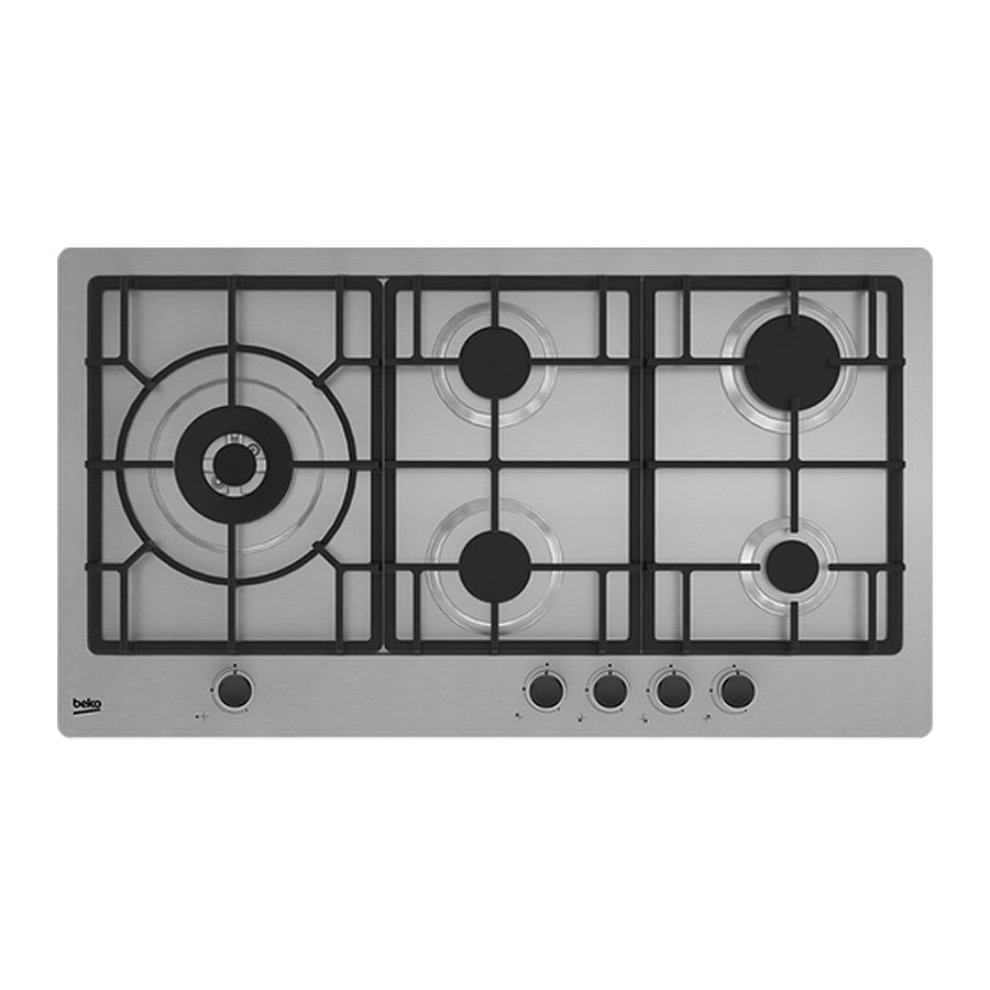 Beko Hob Gas 4 Burners 1 Wok Inox 90 cm #HIML95225SXE