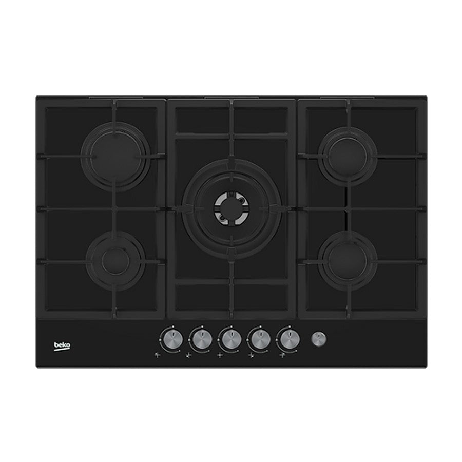 Beko Hob Gas 5 Burners Glass Black 75 cm #HILW75235S