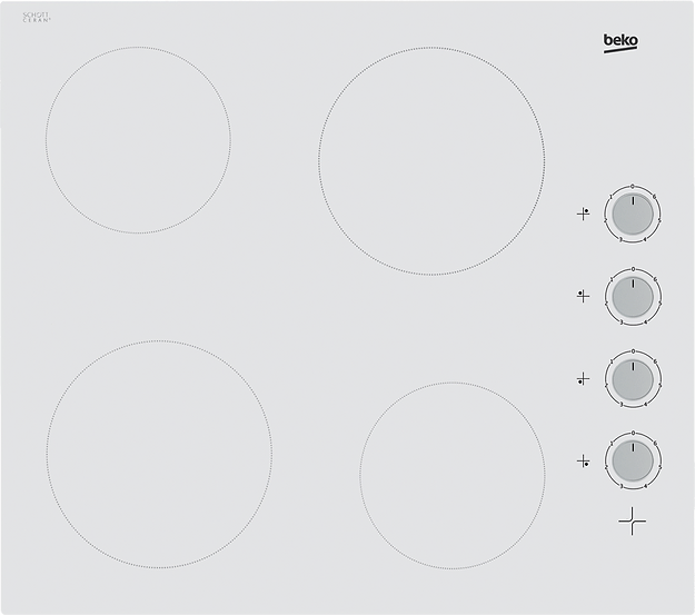 Beko Built-In Hob Vitoceramic 4 Zones 60 cm White SKU: HIC64100W