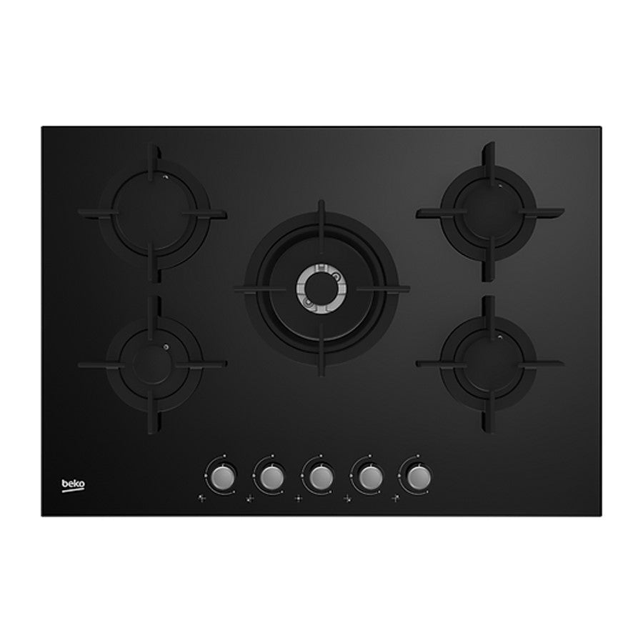 Beko Hob Gas 5 Burner Glass Black 75 cm #HILW75222SL