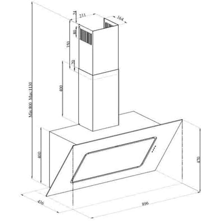 Beko Hood Slanting Glass Black 90 cm #HCA92540B