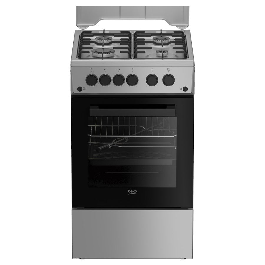 FSGT52110DXON Beko Cooker Gas Black & S/Steel 4 Burner