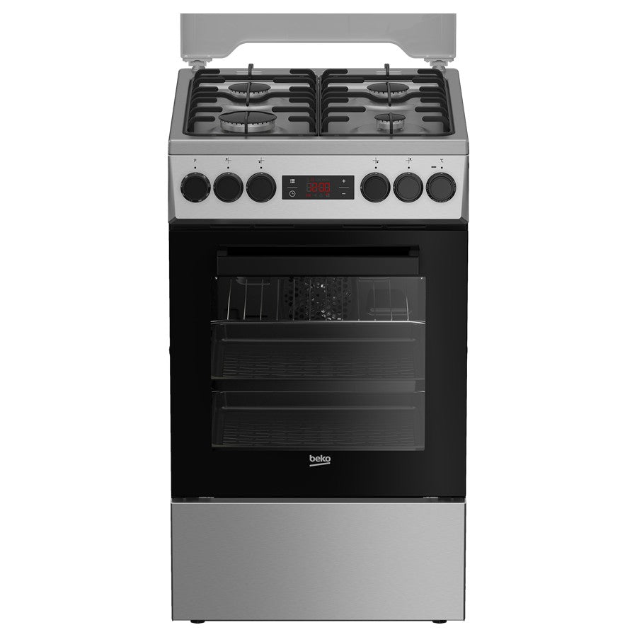 FSMT52320DXON Beko Cooker Gas Black & S/Steel 4 Burner
