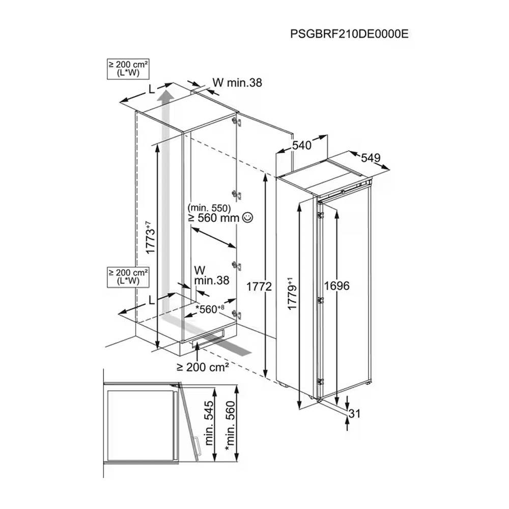 AEG CustomFlex®Series 6000 Built In Fridge 177CM, GreenZone+ Drawer