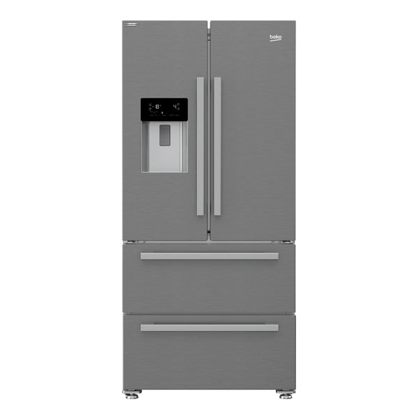 Beko GNE360520DX Freestanding American French Style Fridge Freezer – 539L, HarvestFresh™, Plumbed Water & Ice Dispenser, Stainless Steel
