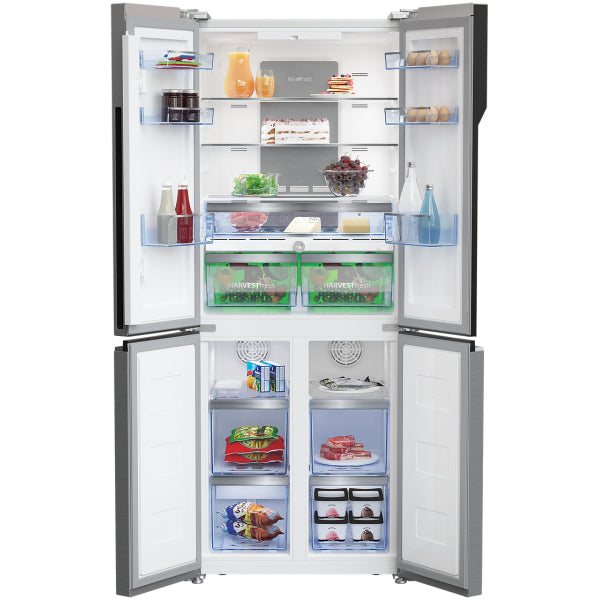 Beko GNE480E30ZXPN Freestanding American French Style Fridge Freezer – 478L, No Frost, ProSmart Inverter, Titanium Inox