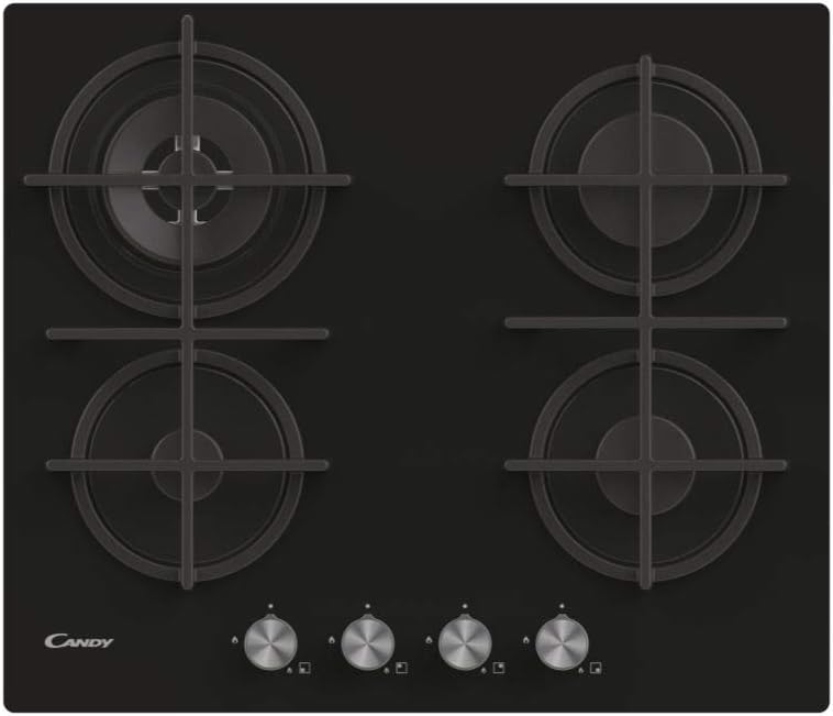 Candy CVG6BR4WPB 60cm 4-Zone Glass Gas Hob