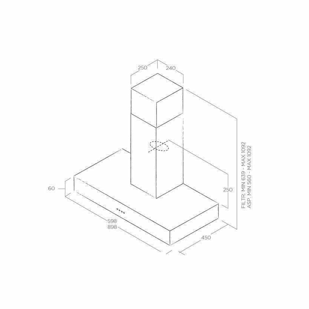 Elica Spot NG Wall Mounted Hood H6 IX/A/60 (Duct Out) SKU: EL55916388A