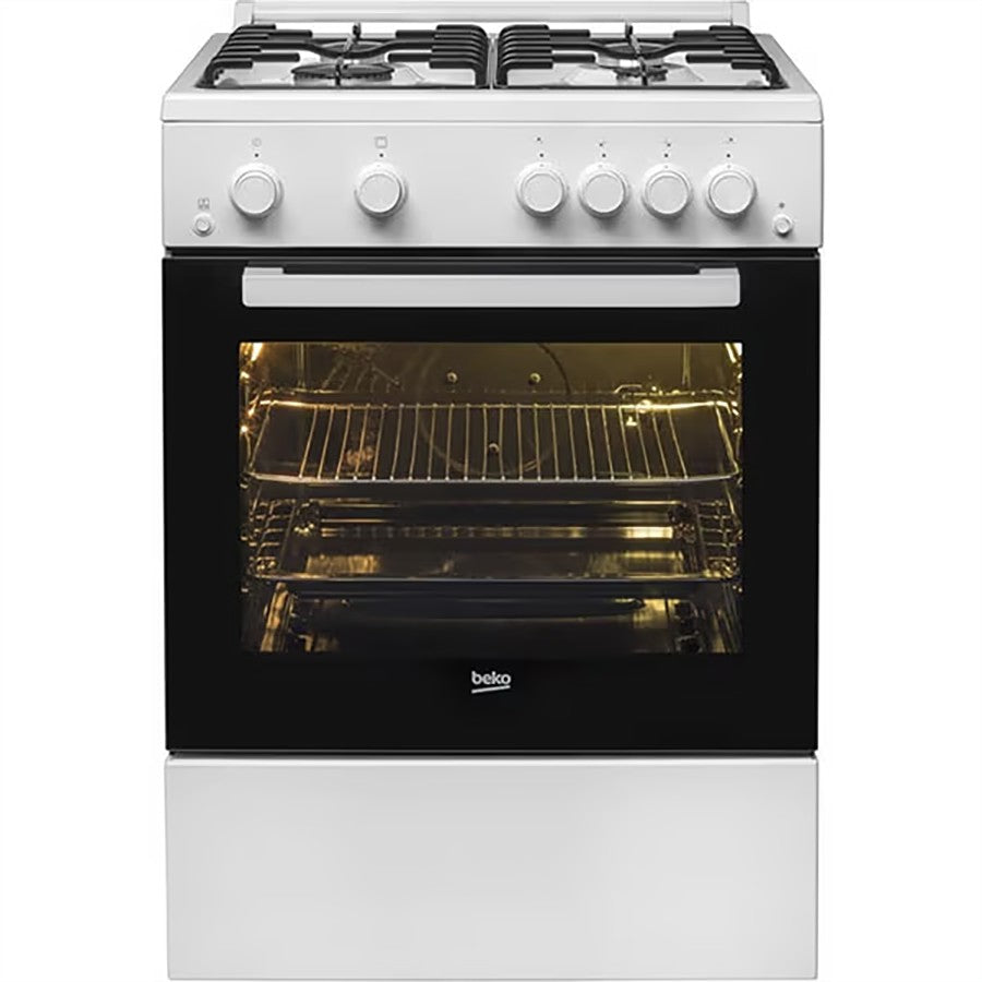 FBGT62110GWO Beko Cooker Gas White & S/Steel 4 Burner