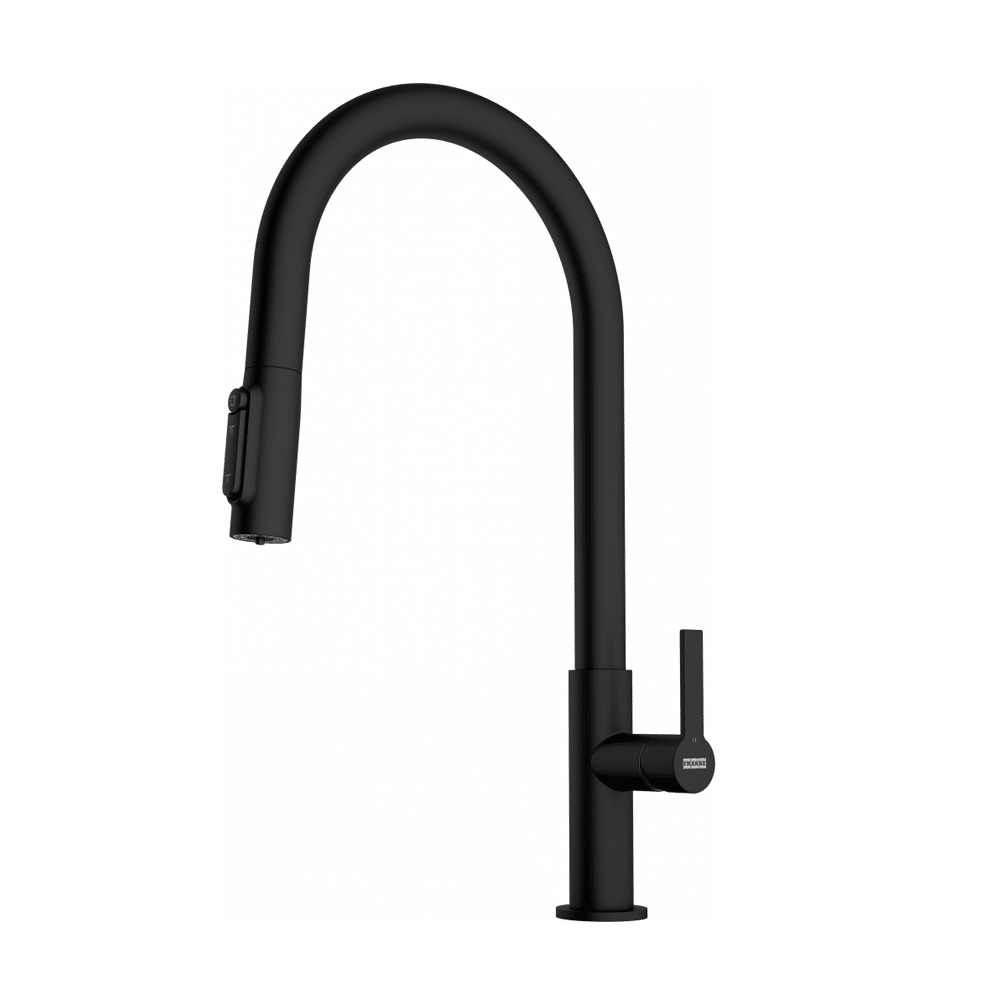 Franke Maris Slim Clear WaterJ Pull Out 3 Way Kitchen Mixer, Single Lever, Black