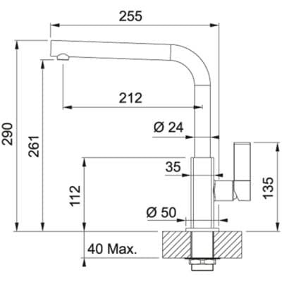 Franke Maris Swivel Spout Chrome-Onyx Kitchen Mixer SKU: FR1150392356