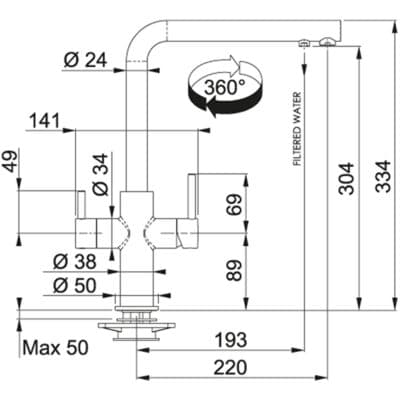 Franke Neptune Clear Water Dual Function 3 Way Kitchen Mixer, Double Lever SKU: ZE FR1150370694