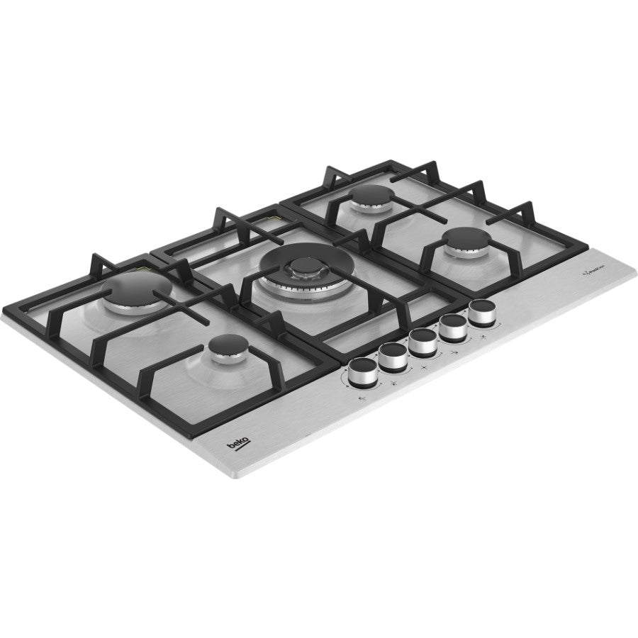 Beko Hob Gas 5 Burners S/Steel 75 cm #HIAW75225SXE
