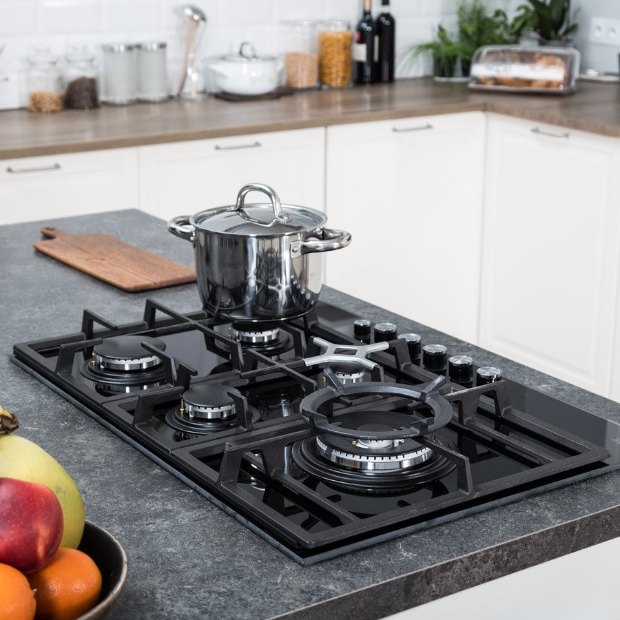 Beko Hob Gas 5 Burner Glass Black 75 cm #HILL75235S