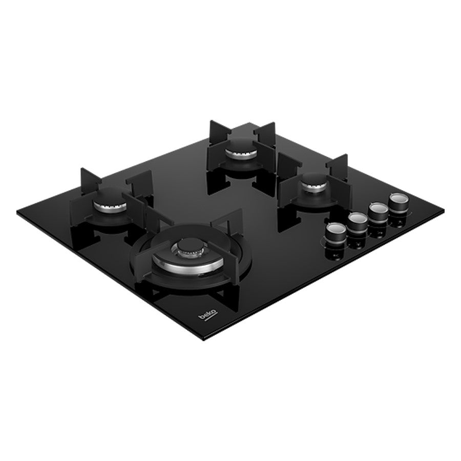 Beko Hob Gas 4 Burner Glass Blk. 60 cm #HILW64222S