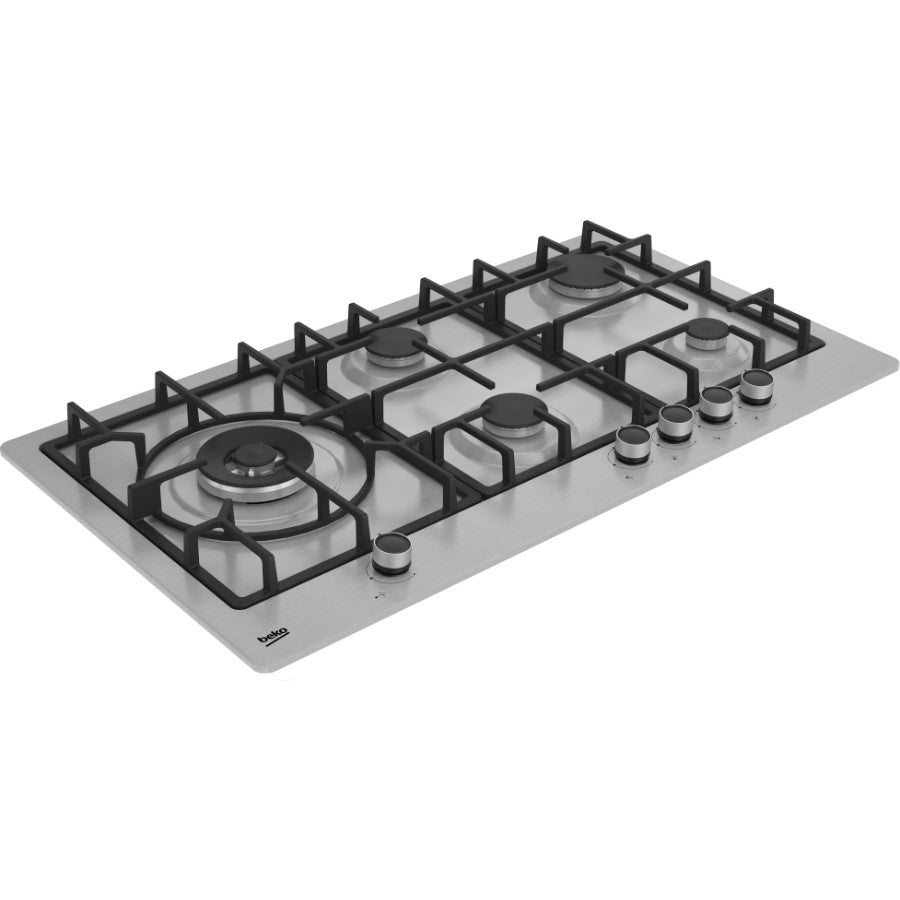 Beko Hob Gas 4 Burners 1 Wok Inox 90 cm #HIML95225SXE