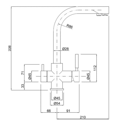 Hidrotek GF-08 Dual Function 3 Way Kitchen Mixer, Double Lever SKU: HDGF-08