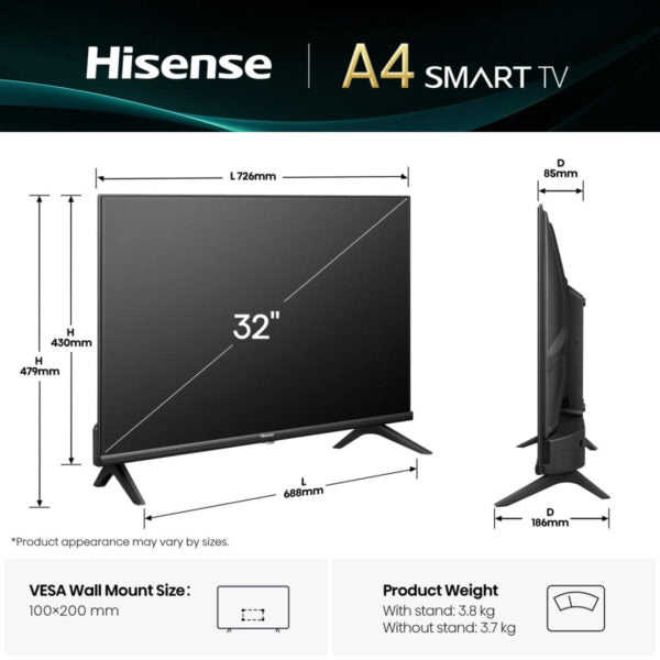 Hisense 32A4Q 32″ HD Smart TV Wi-Fi
