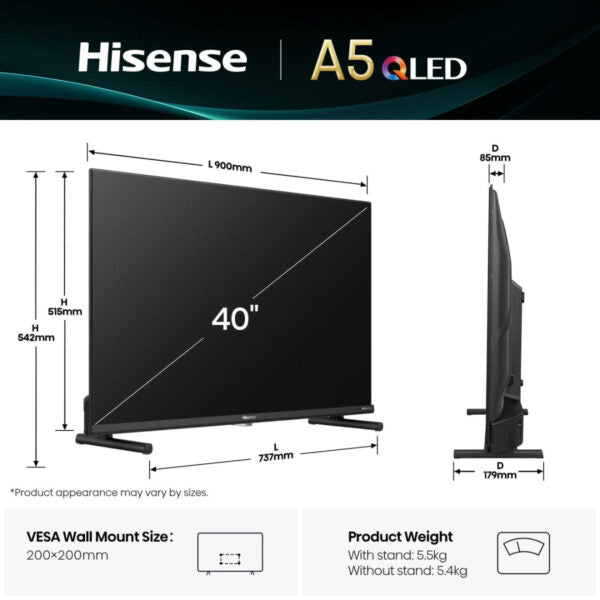 Hisense 40A5Q 40″ 60Hz Full HD Smart TV Wi-Fi