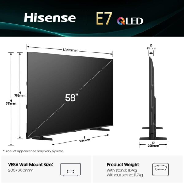 Hisense 58E7Q 58″ QLED 4K Ultra HD Smart TV Wi-Fi