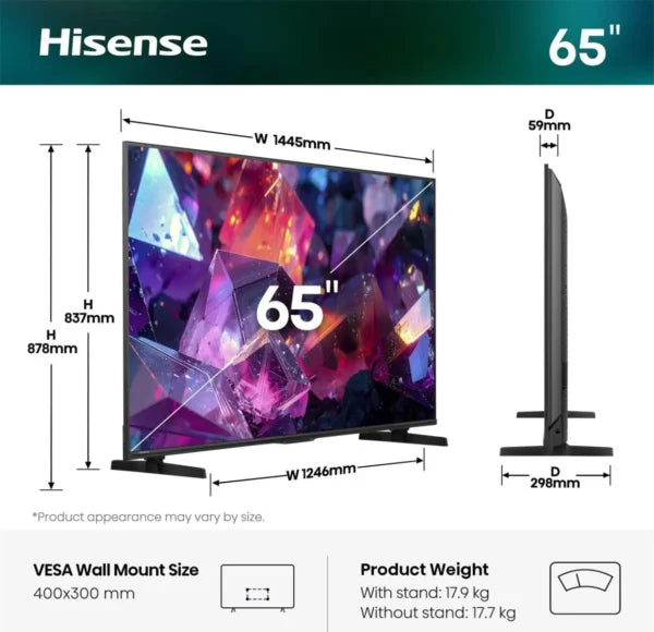 Hisense 65Q7S 65″ 60Hz 4K Hi-QLED Smart TV Wi-Fi