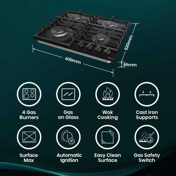 Hisense GG663BHF 60cm 4 Burner Gas Hob