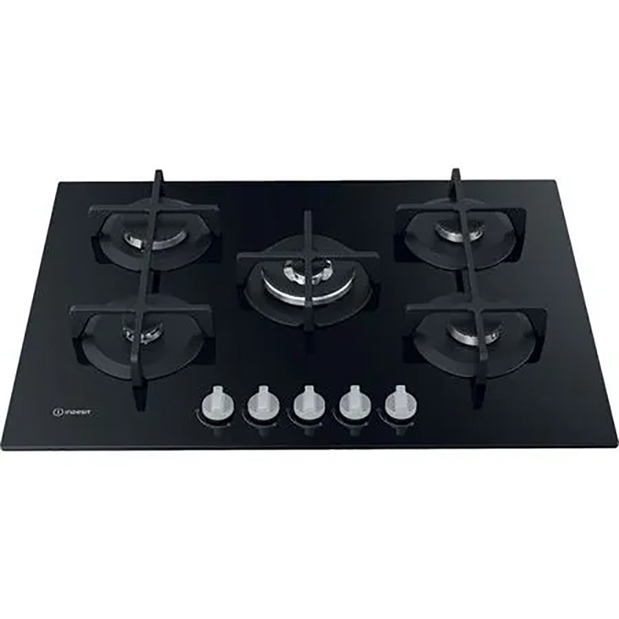Indesit GasHob 5 Burner Glass 75cm Black #IN-ING72T/BK (BLACK FRIDAY OFFER)