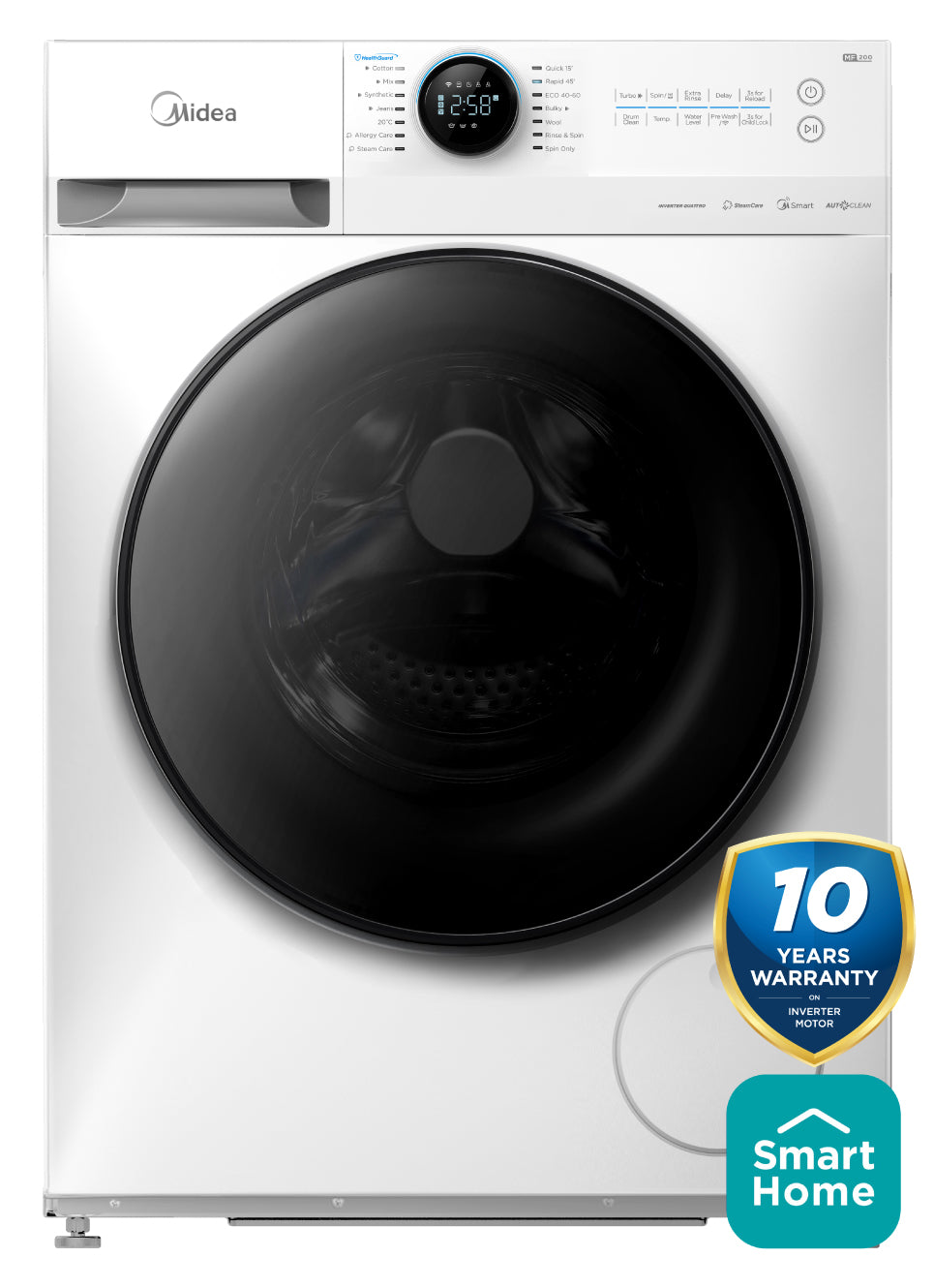 Midea Premium Lunar Series Washing Machine 12kg A Class Wi-Fi Control (MF200W120WB/W-HR)