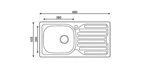 Asil Inset Serisi AS08 – 1‑Bowl Stainless Steel Kitchen Sink