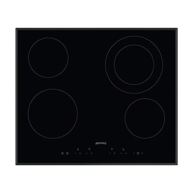 Smeg 60 cm Electric Hob Built-In with 4 Zones and Touch Control – Black (SE364ETB)