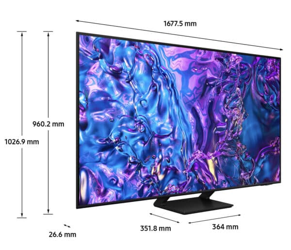 Samsung Q70D TV QLED 4K 75” QE75Q70DATXZT Smart TV Wi-Fi Black 2024, Quantum Processor 4K, 4K AI Upscaling, AirSlim Design, OTS Lite