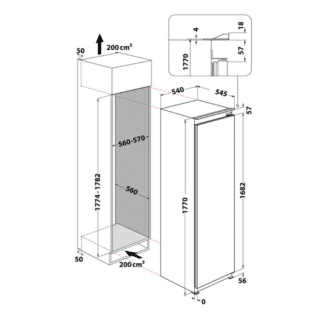 Whirlpool WHSD18F023C1 Built In Freezer 177CM, NoFrost, 6TH SENSE, Side by Side Freezer SKU: WHWHSD18F023C1