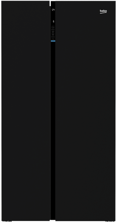 Beko Freestanding American Fridge Freezer in Black Glass SKU: GN163140ZGBN