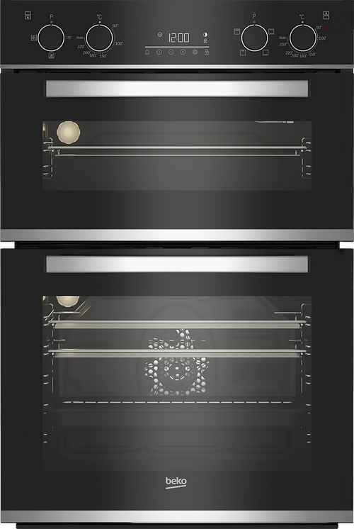 Beko Double Oven Black + S/Steel SKU: BBXDF25300X