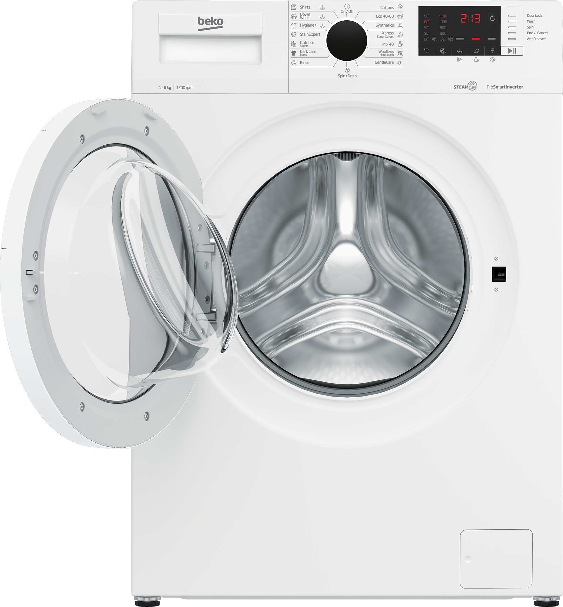 Beko WUE6622ZW 6kg Washing Machine – 1200 RPM, SteamCure, ProSmart Inverter