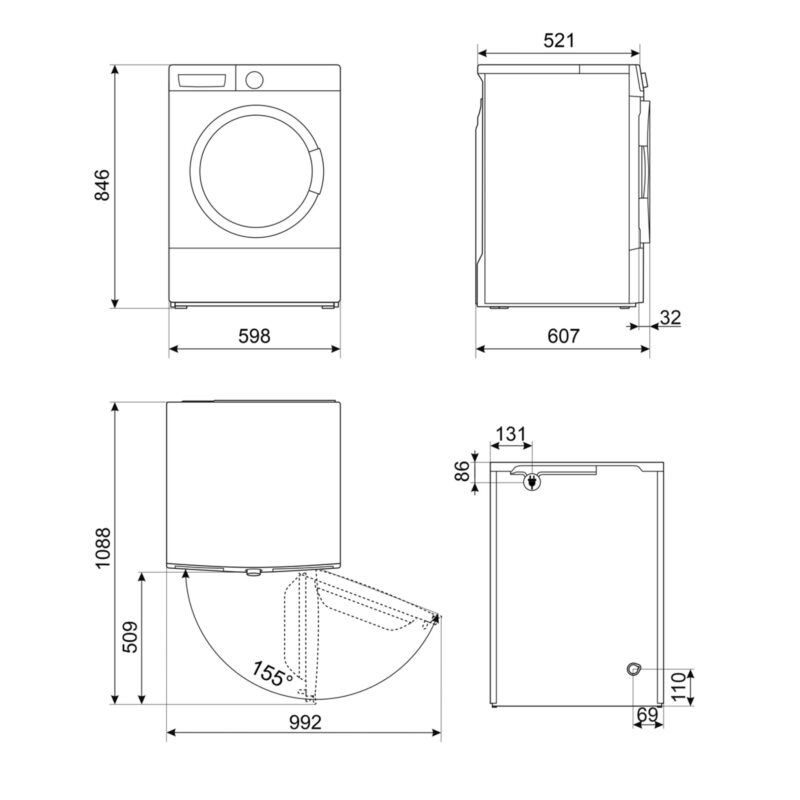 Smeg Free-standing tumble dryer 8 kg, A++ Energy efficiency class DNP82SEIN